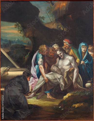 Padua - The paint of Burila of Jesus scene in Duomo