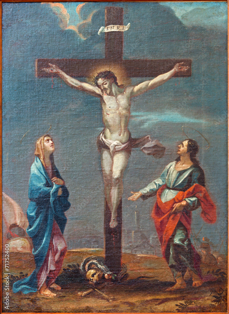 Padua - paint of Crucifixion scene  in Duomo
