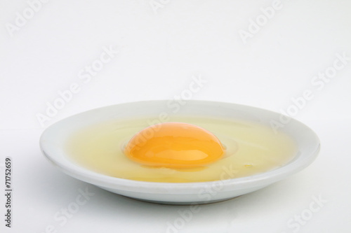 raw egg in the plate