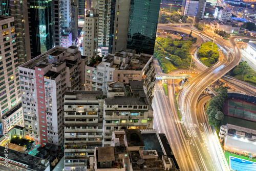 Canvas Print HONG KONG - APRIl 15, 2014: Hong Kong night skyline at night. Th