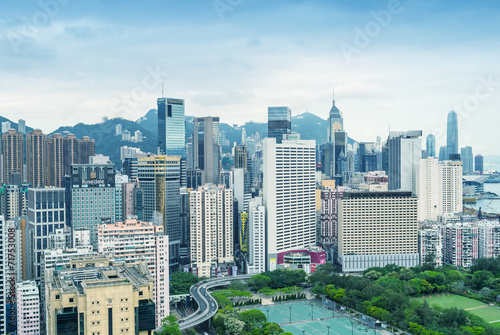 HONG KONG - MAY 5, 2014: Skyline of Hong Kong on a spring day. T