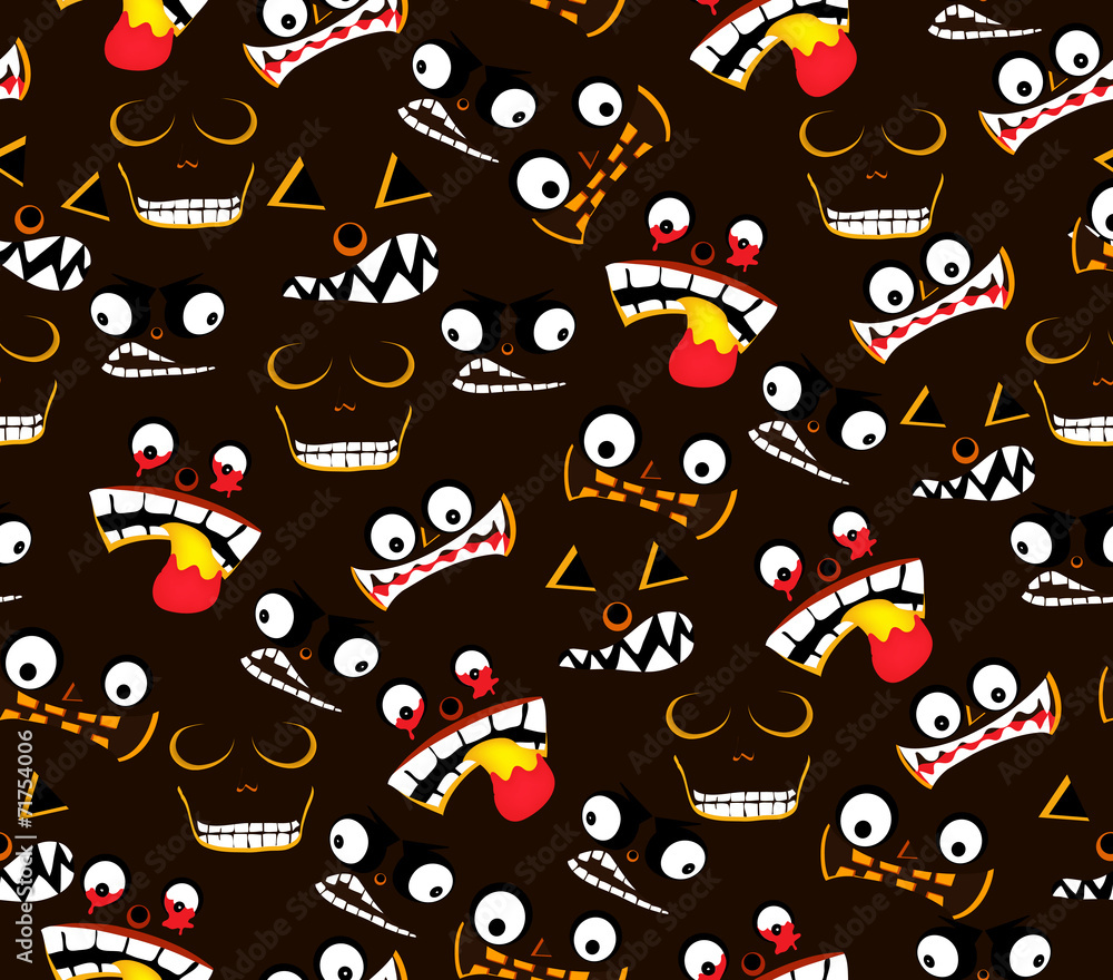 Naklejka premium ghost faces halloween seamless pattern