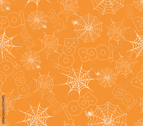 spider on webs seamless pattern on orange