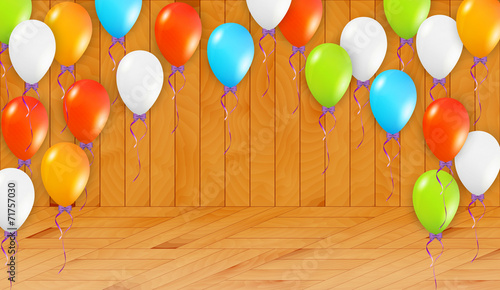 balloons in wooden room