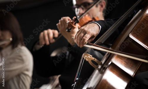 Symphony orchestra: cello player close-up