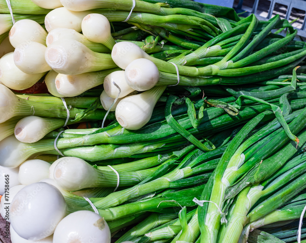 Fresh onions on market place