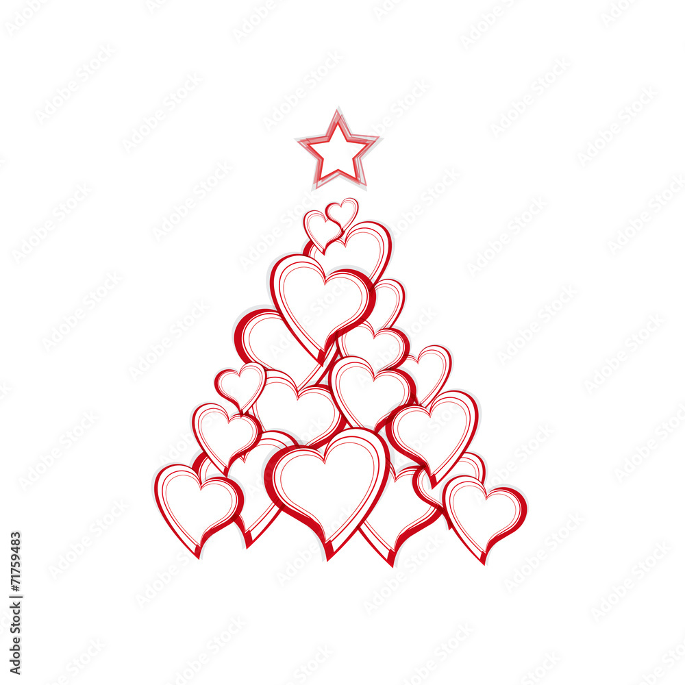 Vector Christmas tree with hearts Vector Christmas tree with hearts