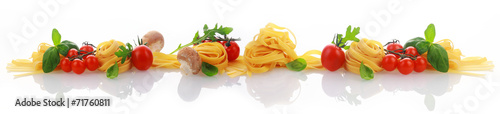 Italian ingredients for a pasta dish banner