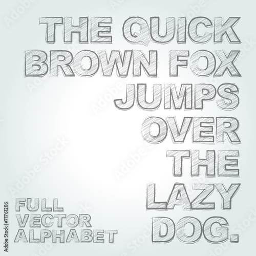 Vector pencil sketched alphabet