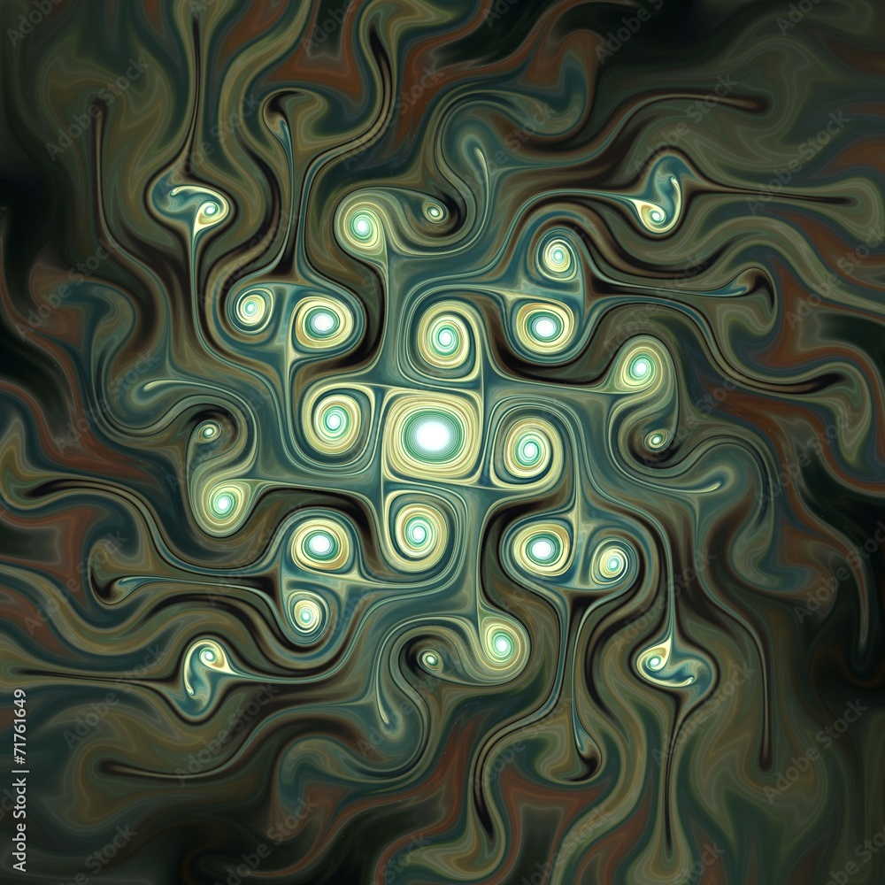 Naklejka premium Dark green fractal flower, digital artwork