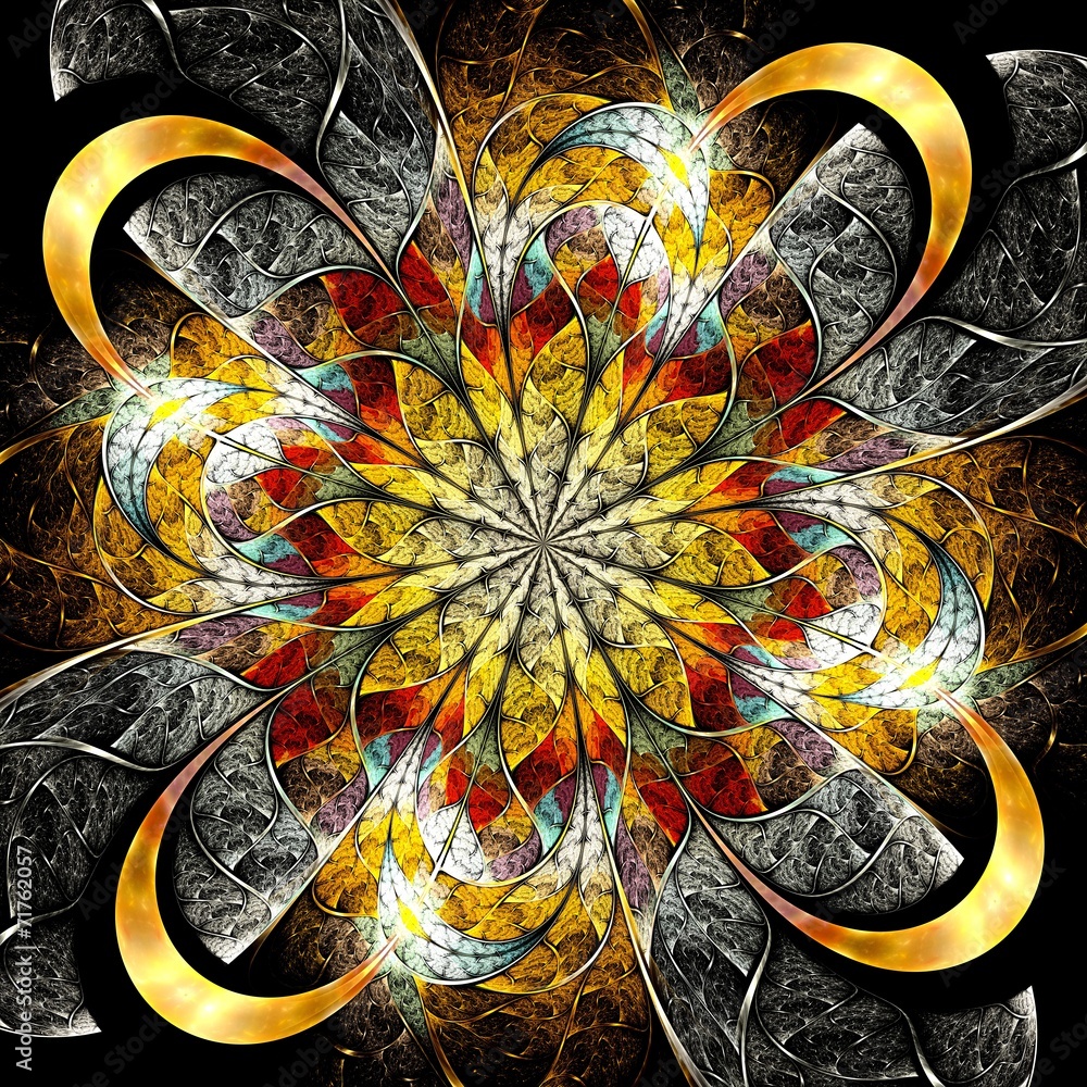 Obraz premium Symmetrical colorful fractal flower, digital logarithm