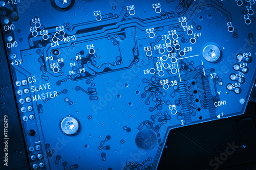modern blue circuit harddisk board
