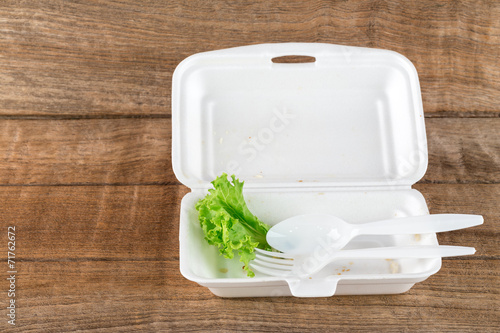 foam boxes with scraps left over from eating