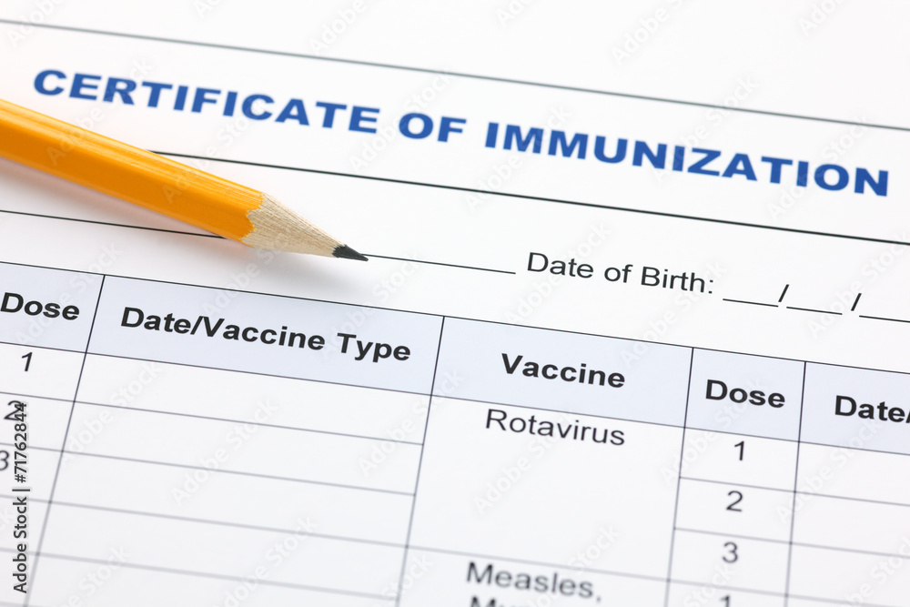 Certificate of immunization.