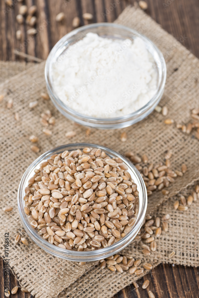 Wheat Grains with flour Wheat Grains with flour