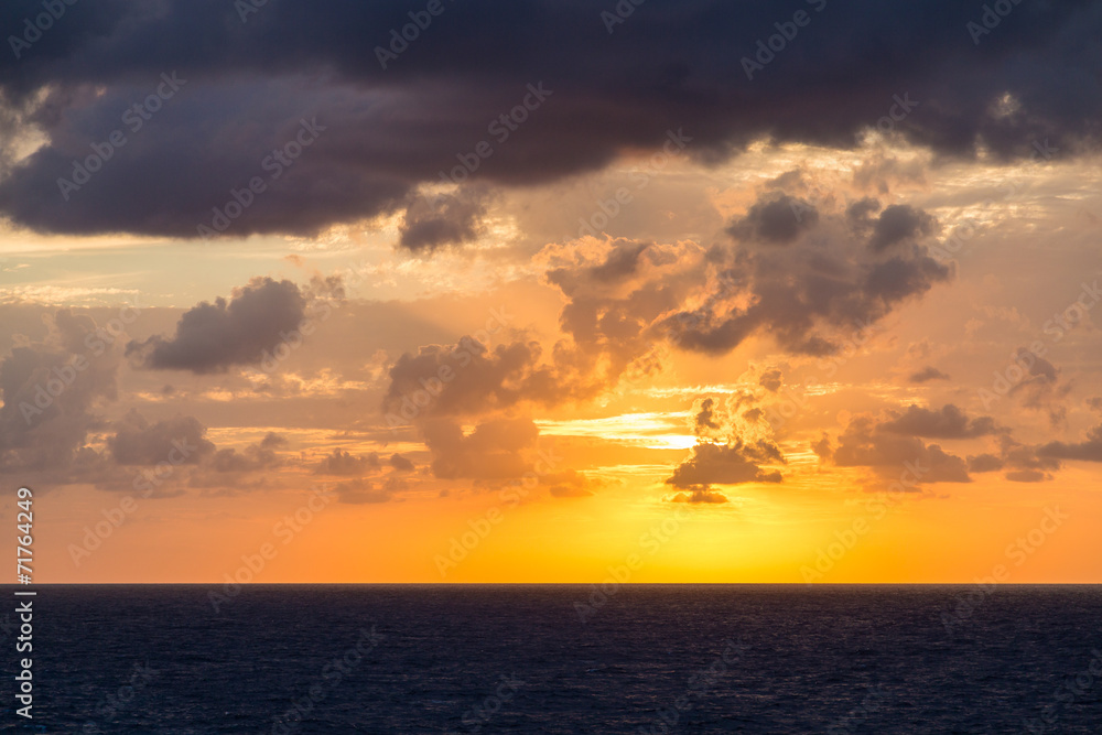 Orange and Purple Sunset at Sea