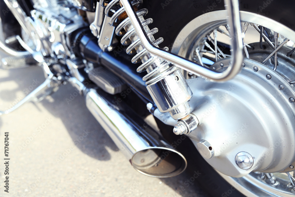 Obraz premium Motorcycle shock absorber, close-up