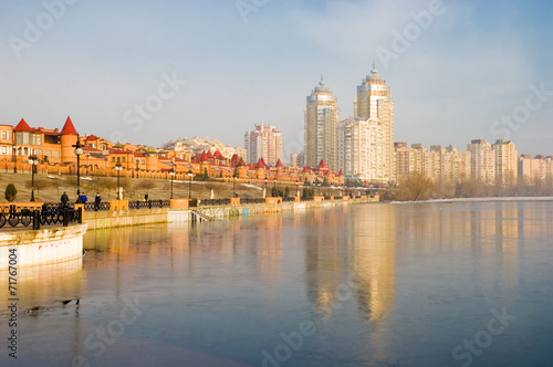 Ukraine. Kiev. New district Obolon.Embankment of the Dnieper