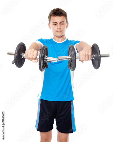 Teenage boy working out