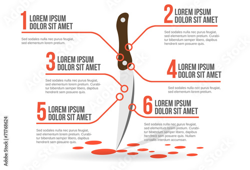 Knife with blood, infographic vector illustration