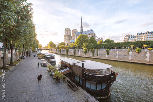 Seine River and The Cathedral of Notre Dame de Paris, France