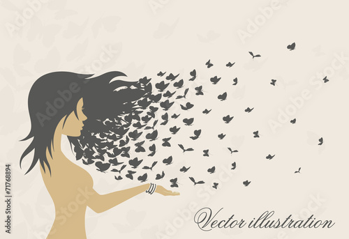 women's hairstyles and hair with butterflies