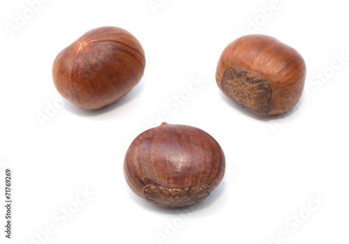 Foto Chest nut roast isolated on the white background