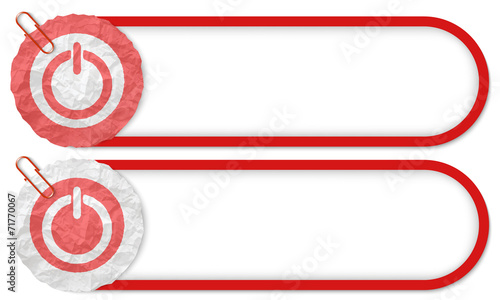 two buttons with texture crumpled paper and power button