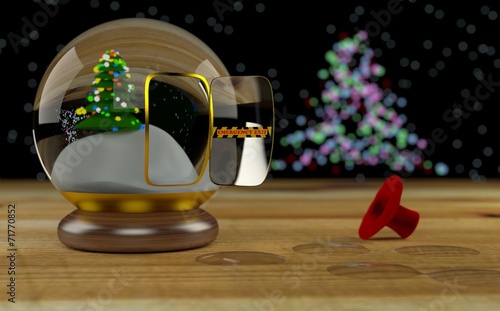 Snowman escaped from  snow globe by emergency exit
