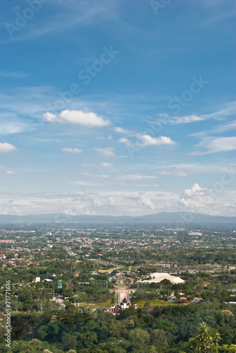 overall aerial view of town