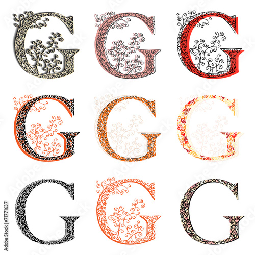 Various combination fishnet letter G.