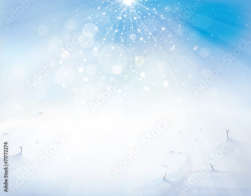 Vector blue sky and snow background. photo