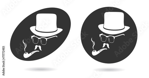 Smoking gentleman. Vintage design elements set like icon