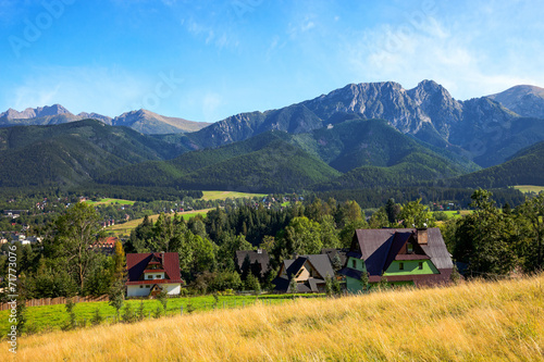 View of Giewont mountain from Gubalowka - Zakopane, Poland.