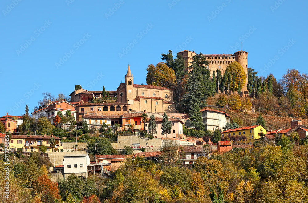 Small town and medieval castle in Italy.