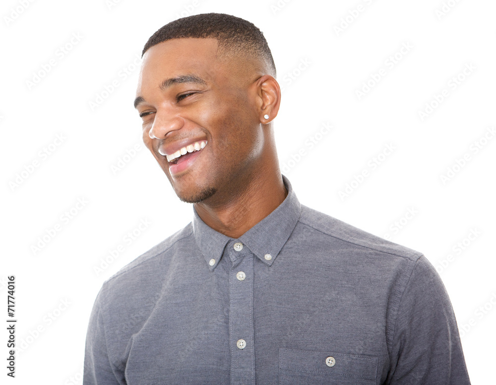 Handsome young black man laughing Handsome young black man laughing