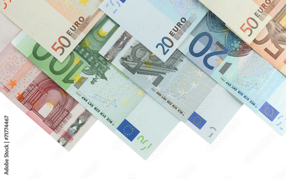 Euro banknotes isolated on white Euro banknotes isolated on white