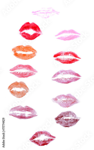 Set of lipstick kiss isolated on white