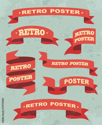 Set Of Vintage Ribbons Background. Vector