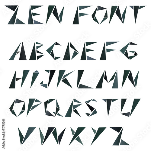 mosaic triangular alphabet in zen style