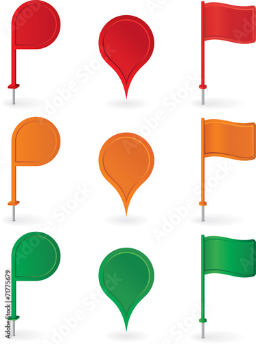 Color pins and flags collection . Vector