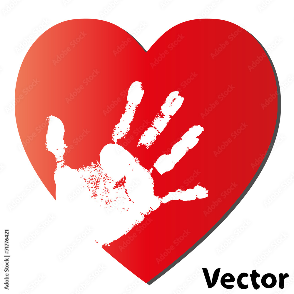 Vector child hands over a red heart Vector child hands over a red heart