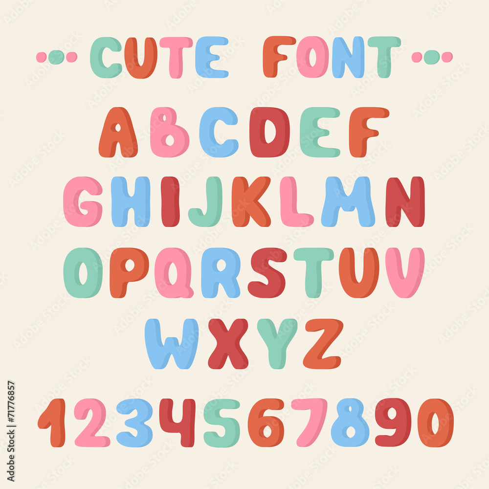 Simple colorful hand drawn font. Complete abc alphabet set. Simple colorful hand drawn font. Complete abc alphabet set.