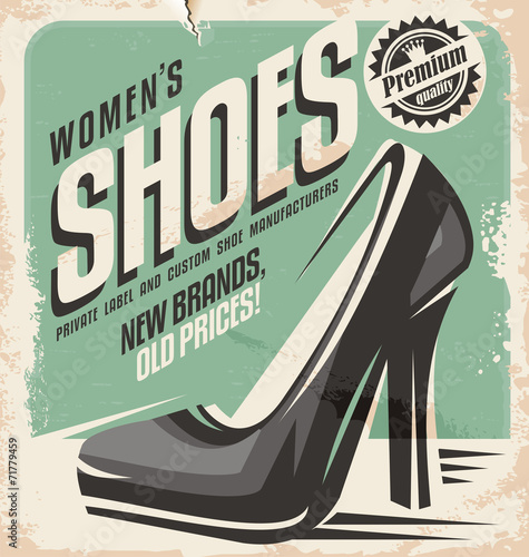 Retro shoes store promotional poster design
