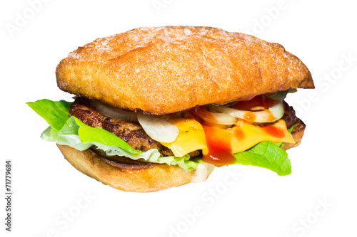 Homemade burger isolated on white