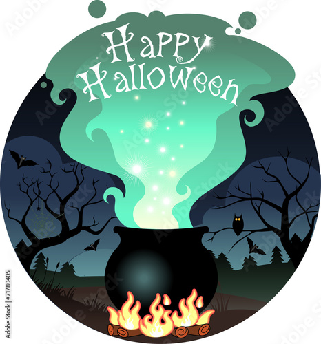 Illustration of Boiling Halloween cauldron