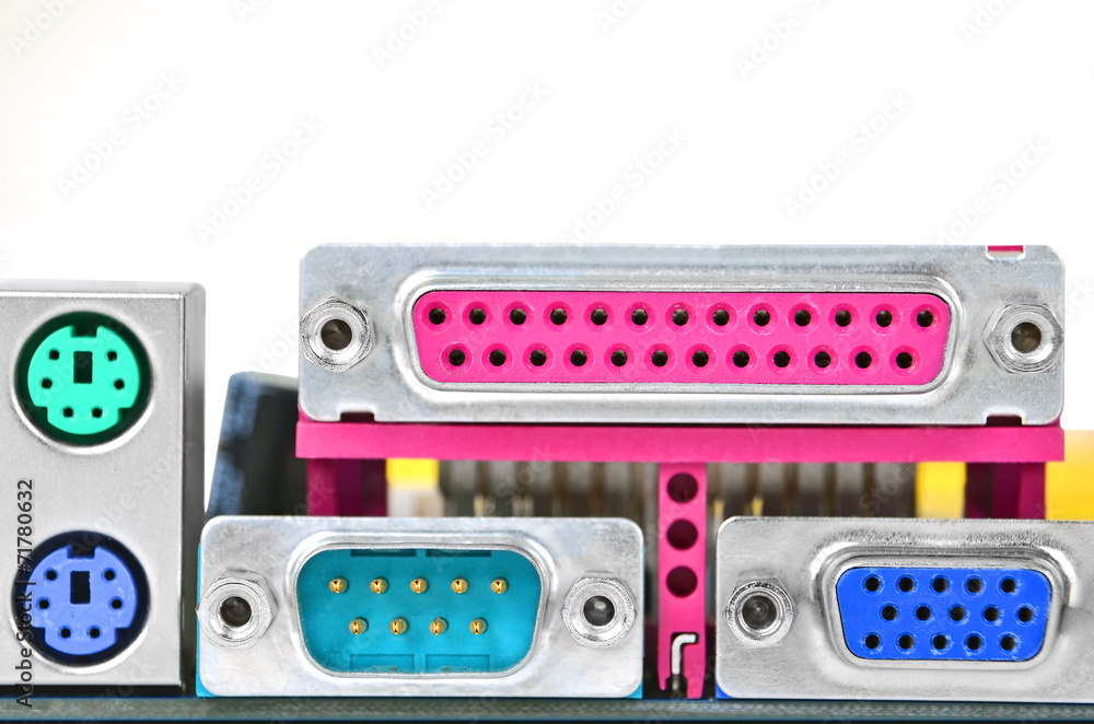 Connector of computer motherboard, isolated on white background Connector of computer motherboard, isolated on white background