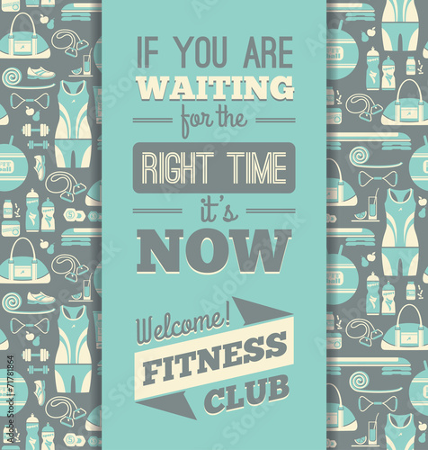 Fitness Icons background with typography.