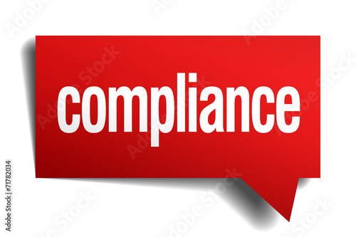compliance red 3d realistic paper speech bubble