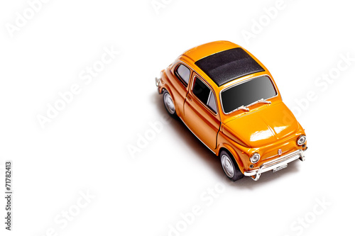Toy car model on white background